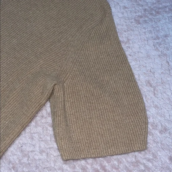 LOFT Women’s Short Sleeve Ribbed Brown Crew Neck Sweater - Picture 4 of 5